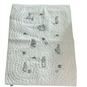 Pottery barn kids Peter Rabbit Beatrix Potter quilted baby blanket 36 x 50